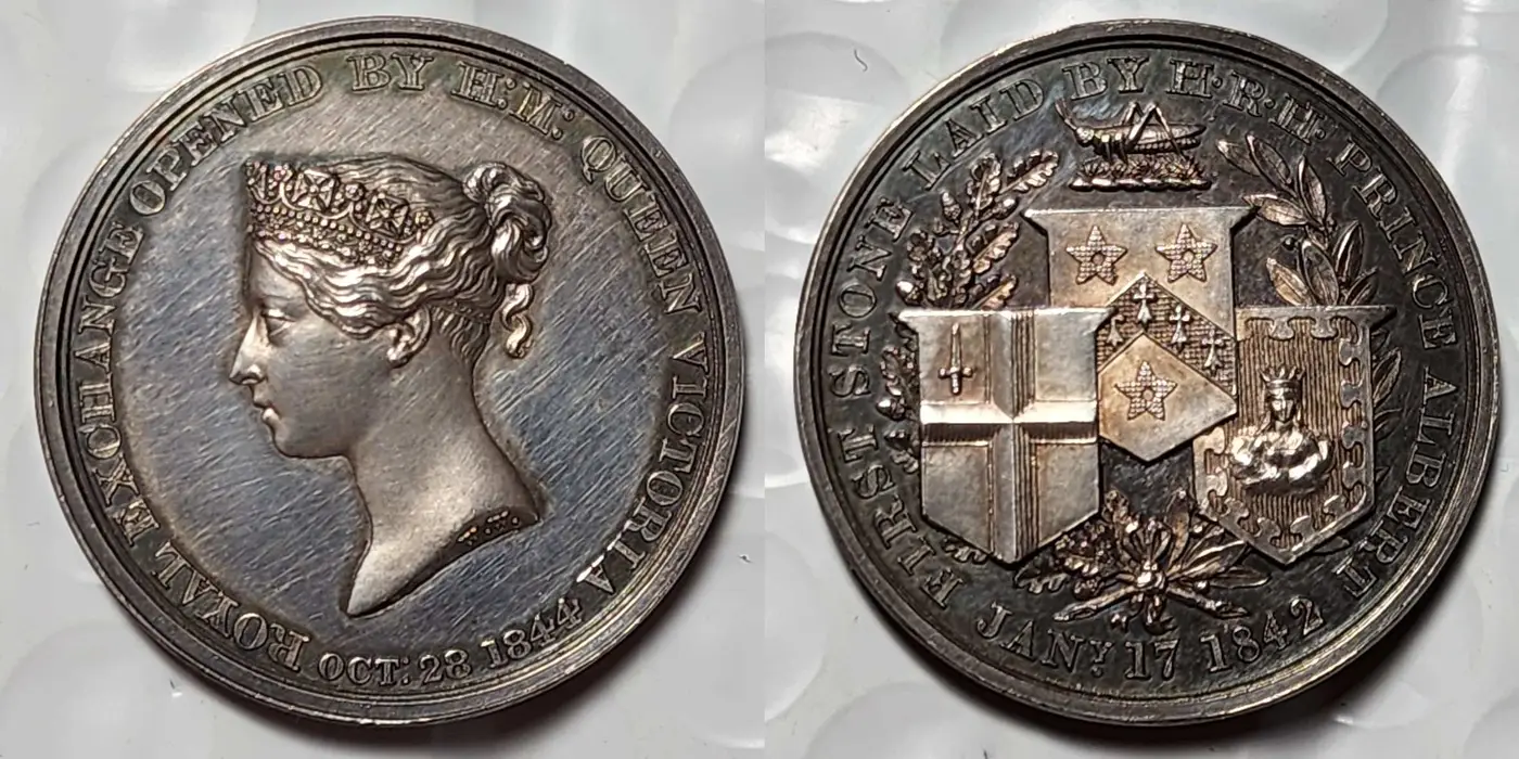 Great-Britain-1844-Bronze-Medal-London-Royal-Exchange-Reopens-After-A-Fire,-Featuring-Thomas-Gresham