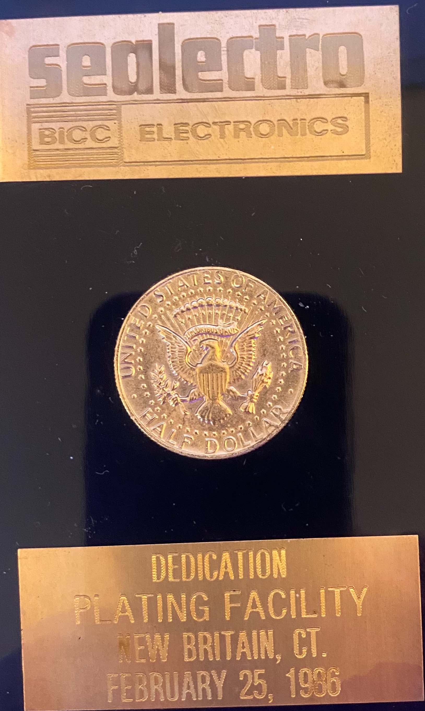 1986-Gold-Plated-Half-Dollar-In-Solid-Acrylic-Encasement