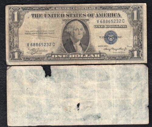 Ugliest-1935-$1-Silver-Certificate-Error-Separated-2-Halves