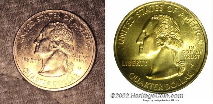 1999-D-Gold-Connecticut-Quarter-Experimental-Planchet-Error