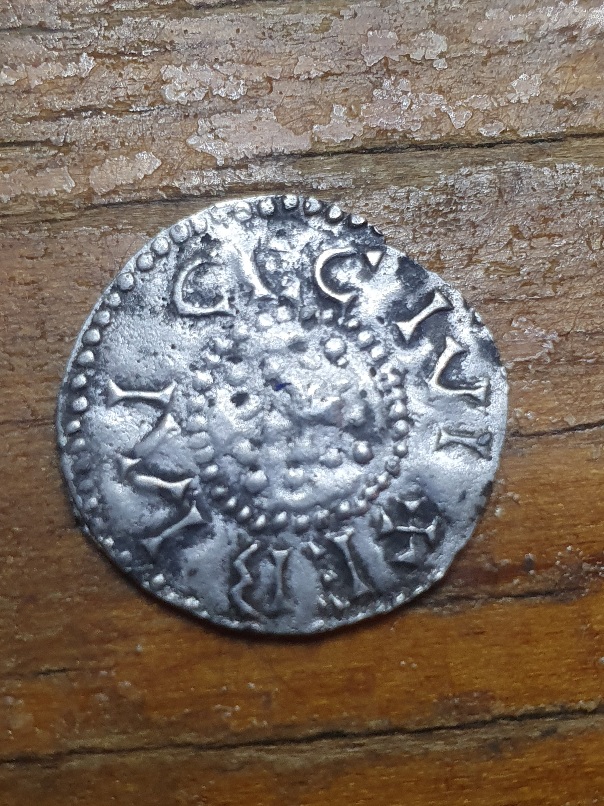 Kings-Of-Mercia?-Hammered-Silver-Coin-ID--17mm-Diam.-1.17g-Id:-Replica-9th/10th-Century-York-Penny