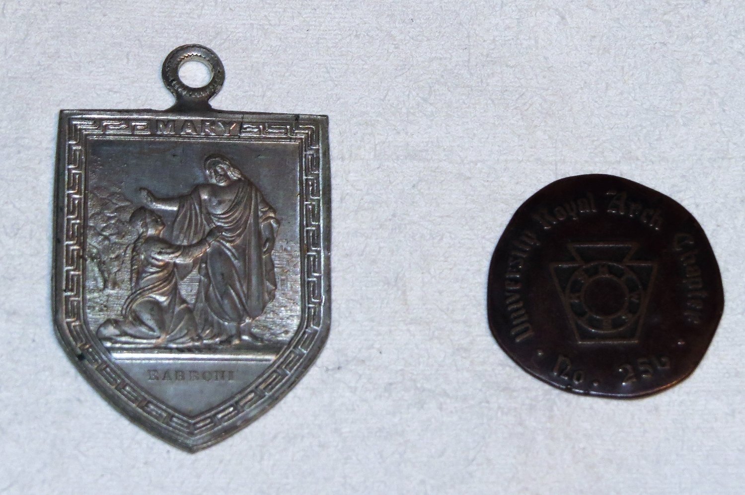 Masonic-Tokens,-Coins-And-Counter-Stamped-Pennies