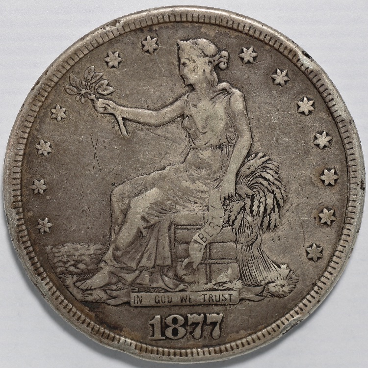 1877-S-Trade-Dollar-Looks-Rough,-26.88-Grams.