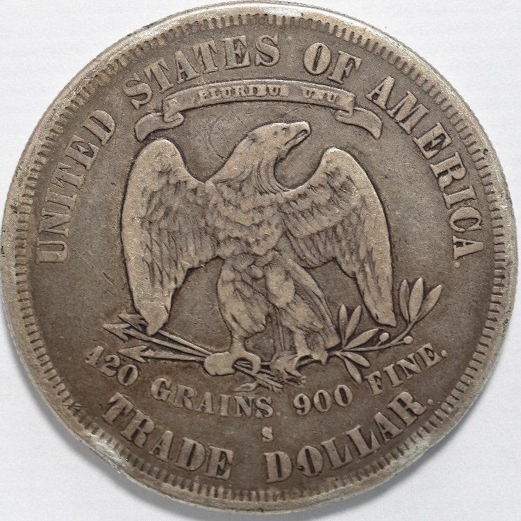 1877-S-Trade-Dollar-Looks-Rough,-26.88-Grams.