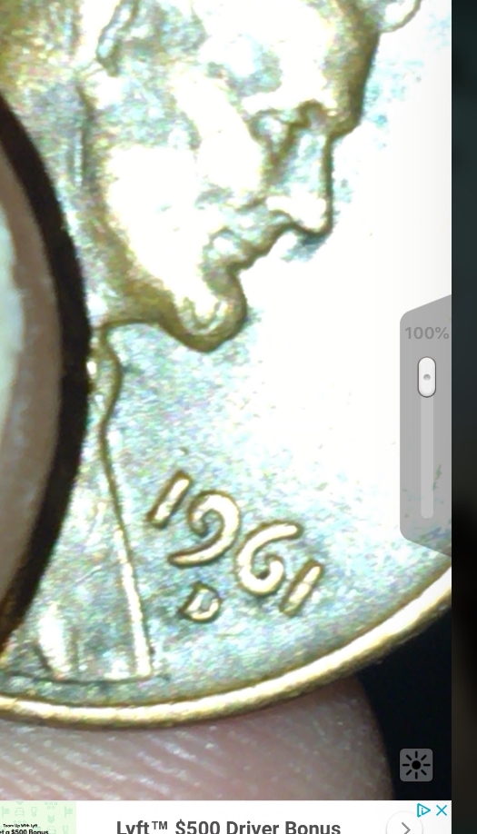 1961-D-Penny-With-A-You-Mark-On-Chin?