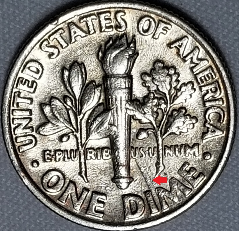 1995-Roosevelt-Dime-With-Possible-Die-Clash-On-Reverse