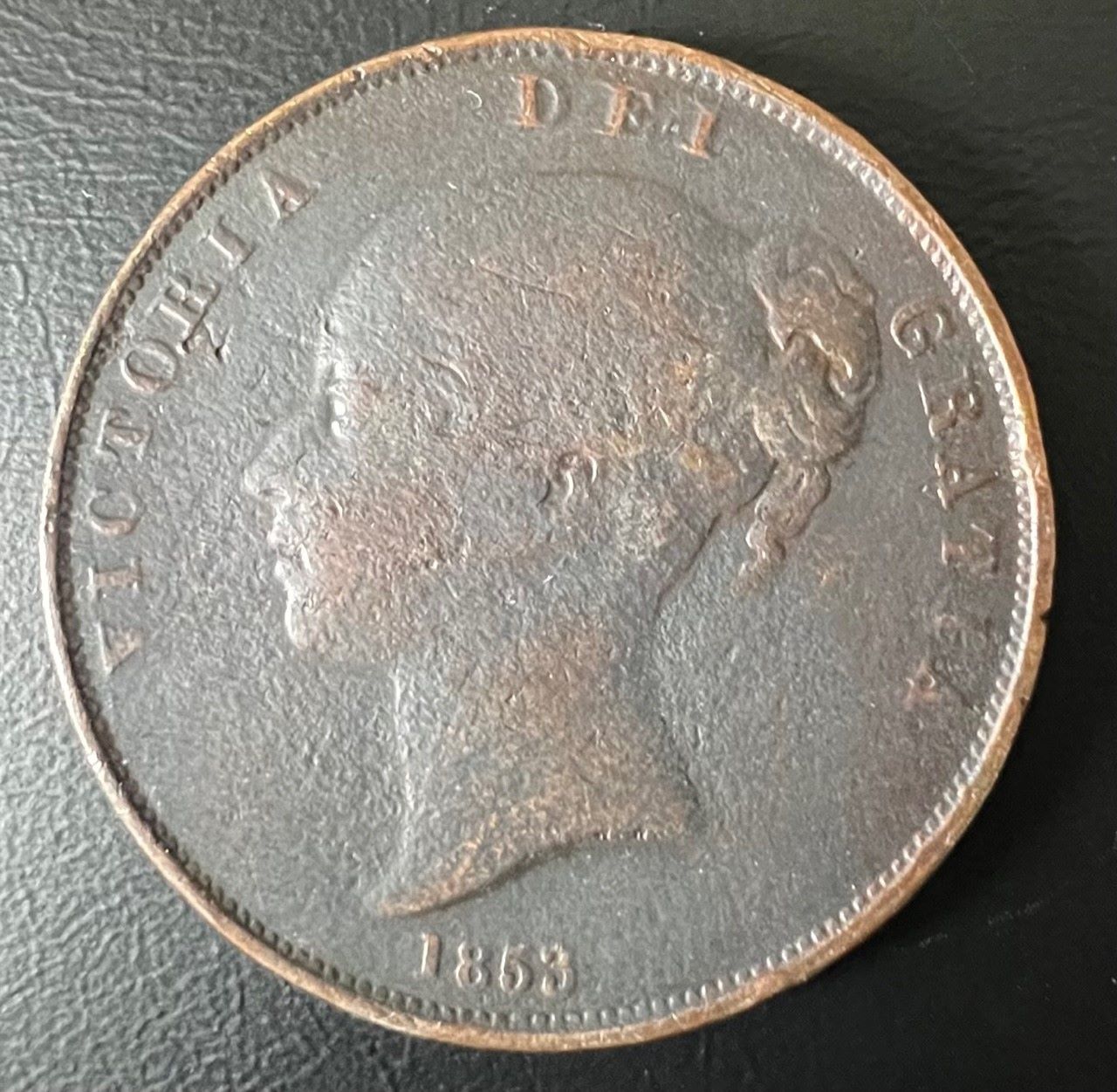 Penny,-Queen-Victoria,-Great-Britain,-1853-Coin