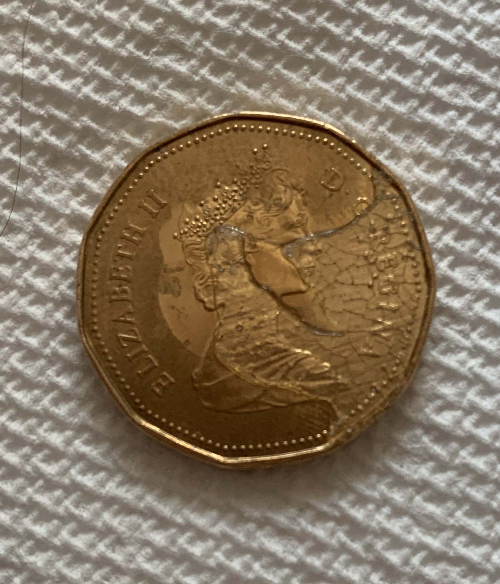 1987-Canadian-Loonie-With-Some-Sort-Of-Lacquer-Spill