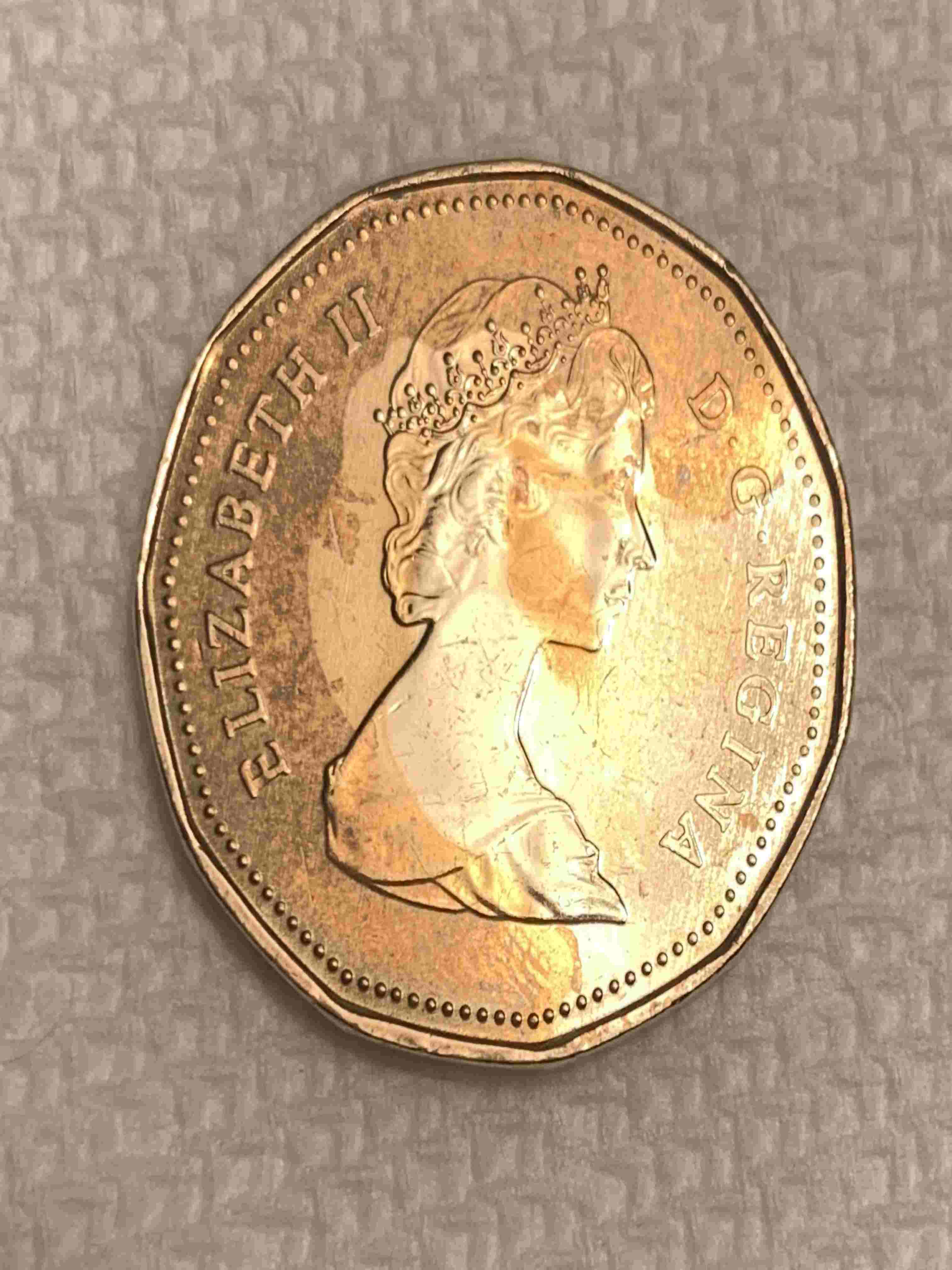 1987-Canadian-Loonie-With-Some-Sort-Of-Lacquer-Spill