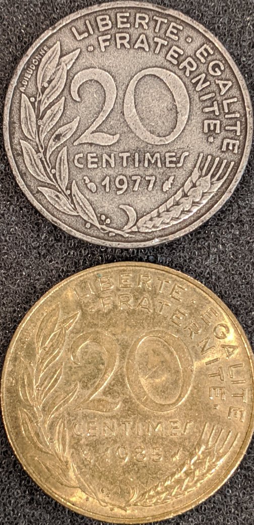 Aluminum-Planchet-France-1977-20-Centimes