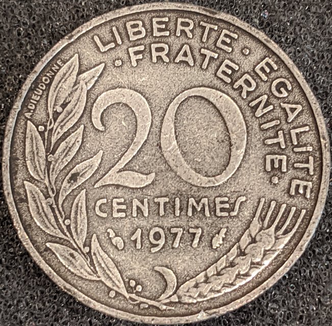 Aluminum-Planchet-France-1977-20-Centimes