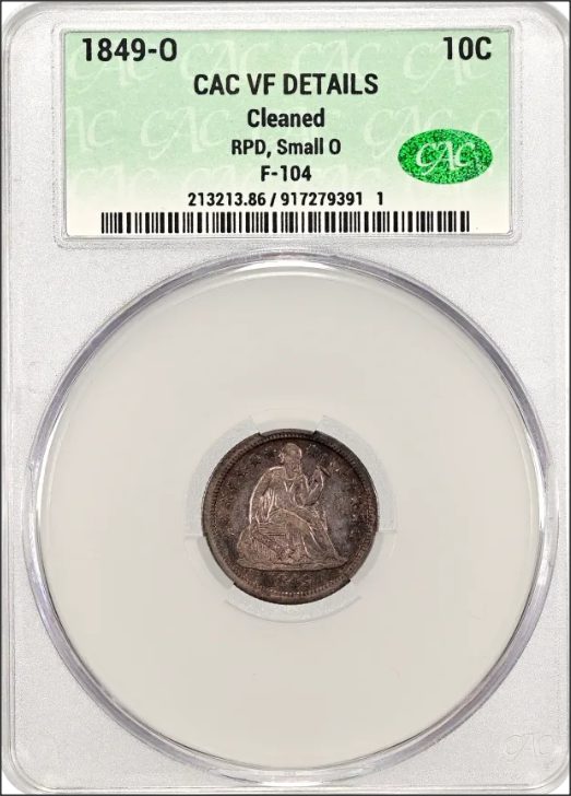 Cherrypicked-1849-O-Seated-Dime---CAC-Reholder/Attribution