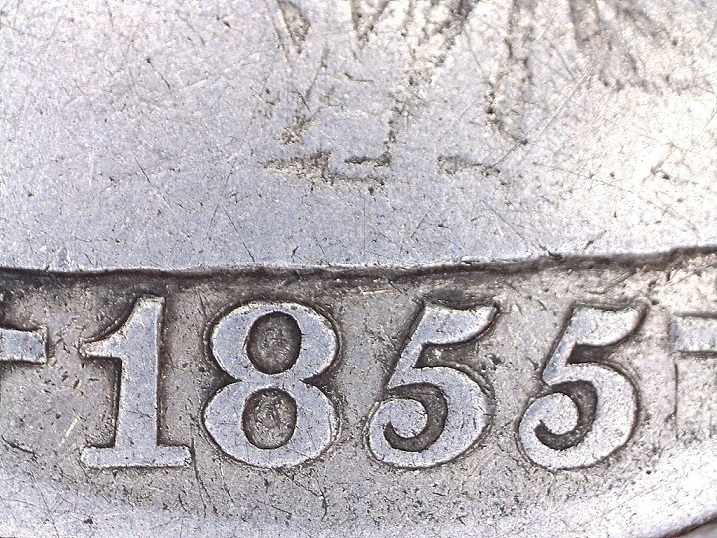 1855-Half-Dollar.-Variety-Vs.-Double,-Triple-Strike.