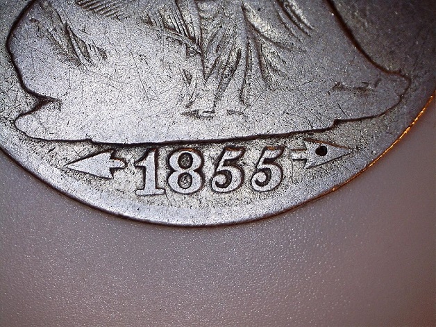 1855-Half-Dollar.-Variety-Vs.-Double,-Triple-Strike.