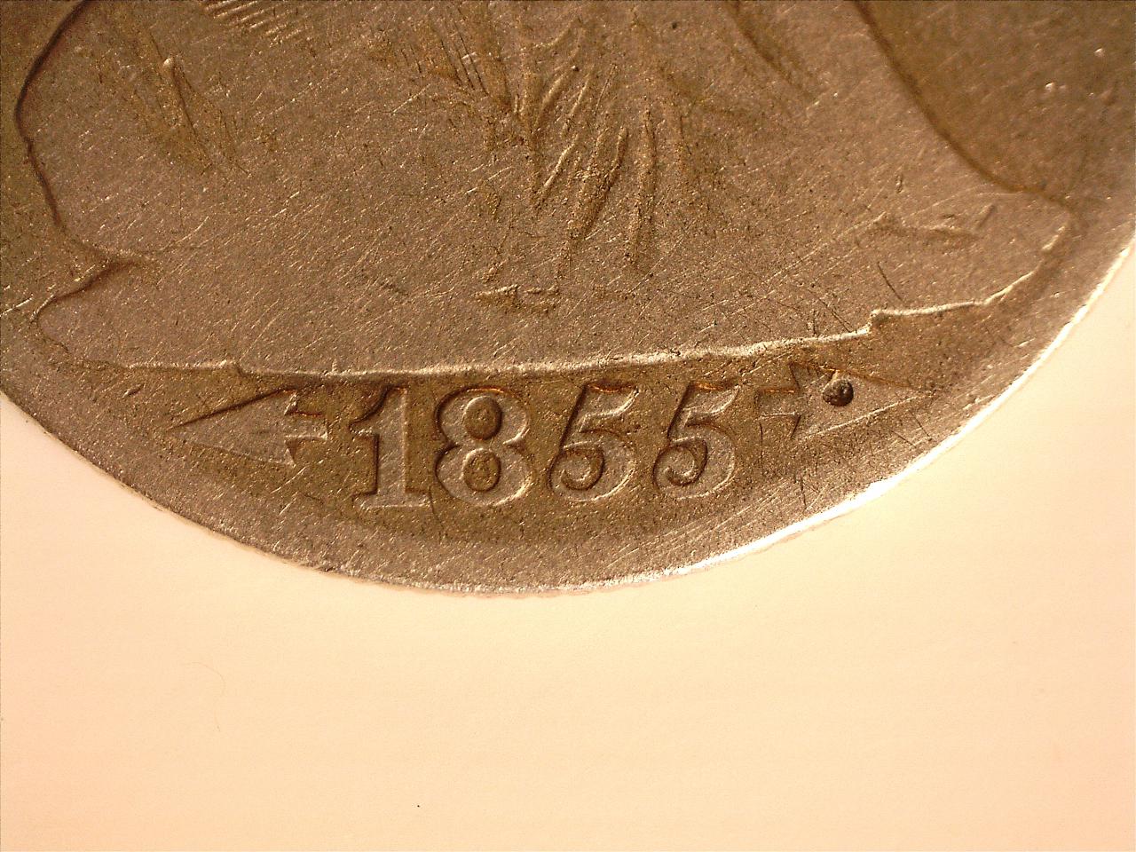 1855-Half-Dollar.-Variety-Vs.-Double,-Triple-Strike.