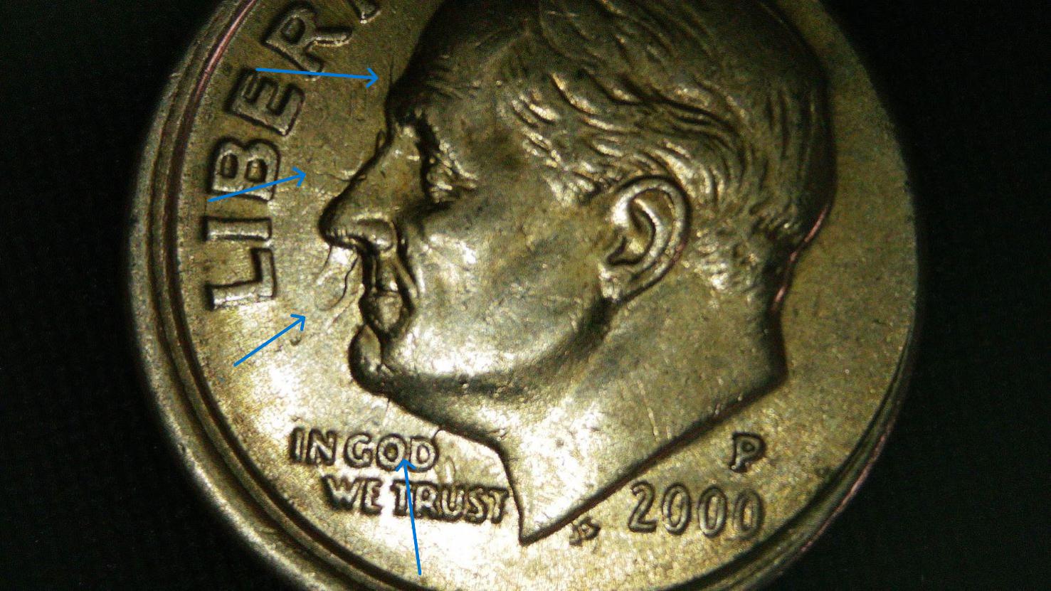2000-P-Roosevelt-Dime-Interesting-Die-Clash