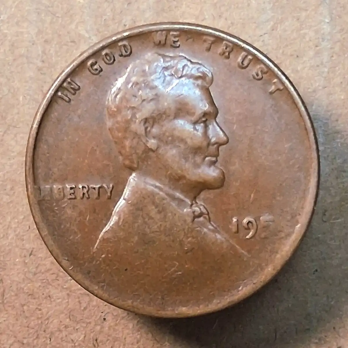 195?-Wheat-Cent-Struck-On-A-Tapered-Planchet.
