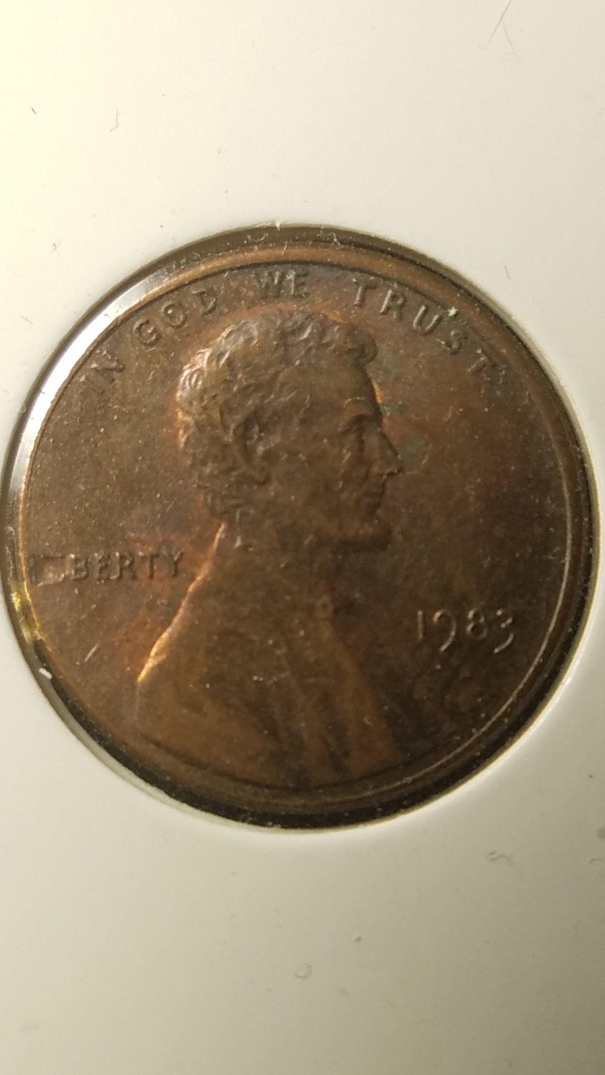 1989-Lincoln-Cent-Lamination,-Or-Strike-Through?