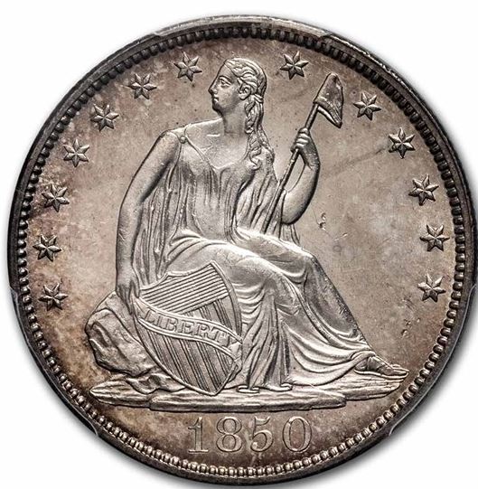 1850-Seated-Liberty-Half-Dollar,-PCGS-Holder