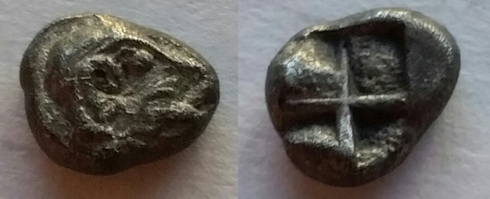 More-Archaic-Greek:-Ionia-AR-Hemiobol,-Head-Of-Seal