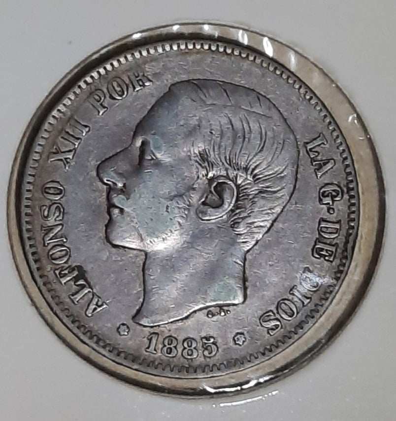 Spanish-1885-5-Peseta-Silver,-Green-Oxidation---Can-I-Use-Acetone?