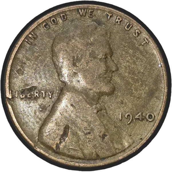 1940-Lincoln-Wheat-Cent-Major-Mint-Error---Obverse-Rim-Cud--Strong-Reverse-Wood