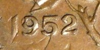1952-1-Cent,-Double-Struck-In-Collar