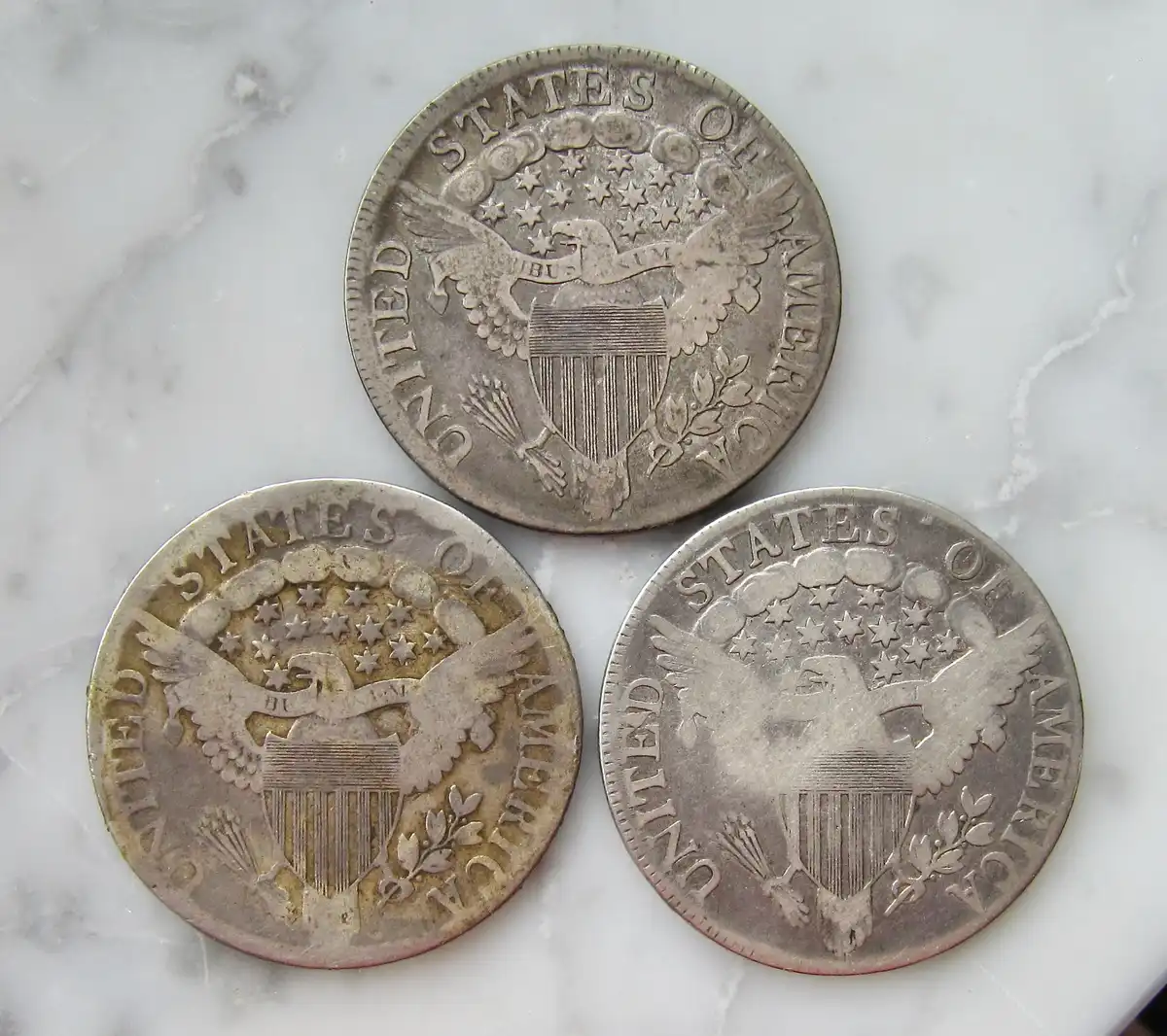 Three-1807-Draped-Bust-Half-Dollars-For-Grading-And-Attributing