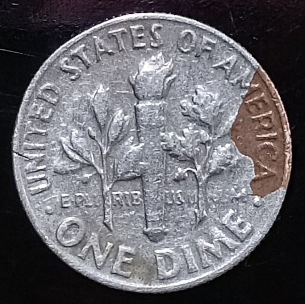 1965-Dime-Missing-Clad-Layer-On-Reverse