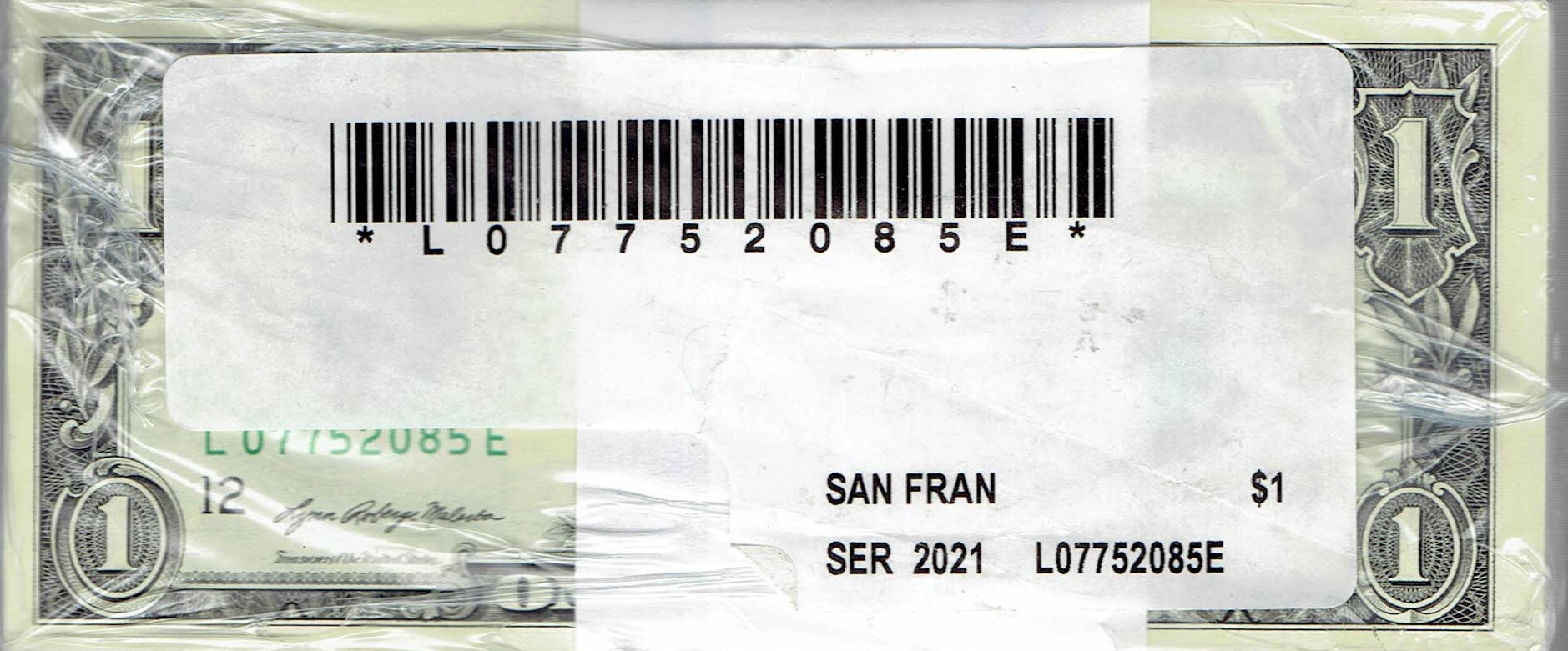 New-Brick-Of--1,000--Series-2021--$1.00----L--San-Francisco-Federal-Reserve-Note's