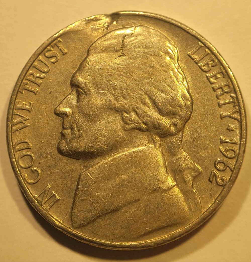 1962-Jefferson-Nickel-Lamination-Induced-Ragged-Clip-+-Potential-Unattributed-DDO-?