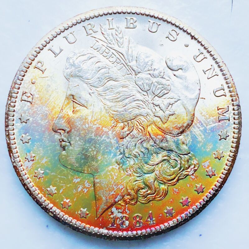 1884-CC-Morgan-Dollar---Rainbow-Toning