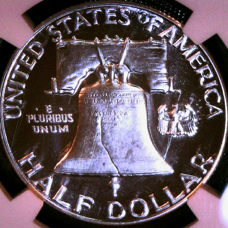 1956-Franklin-Type-1-Half-Dollar-/Carbon-Spots-Or-Toning