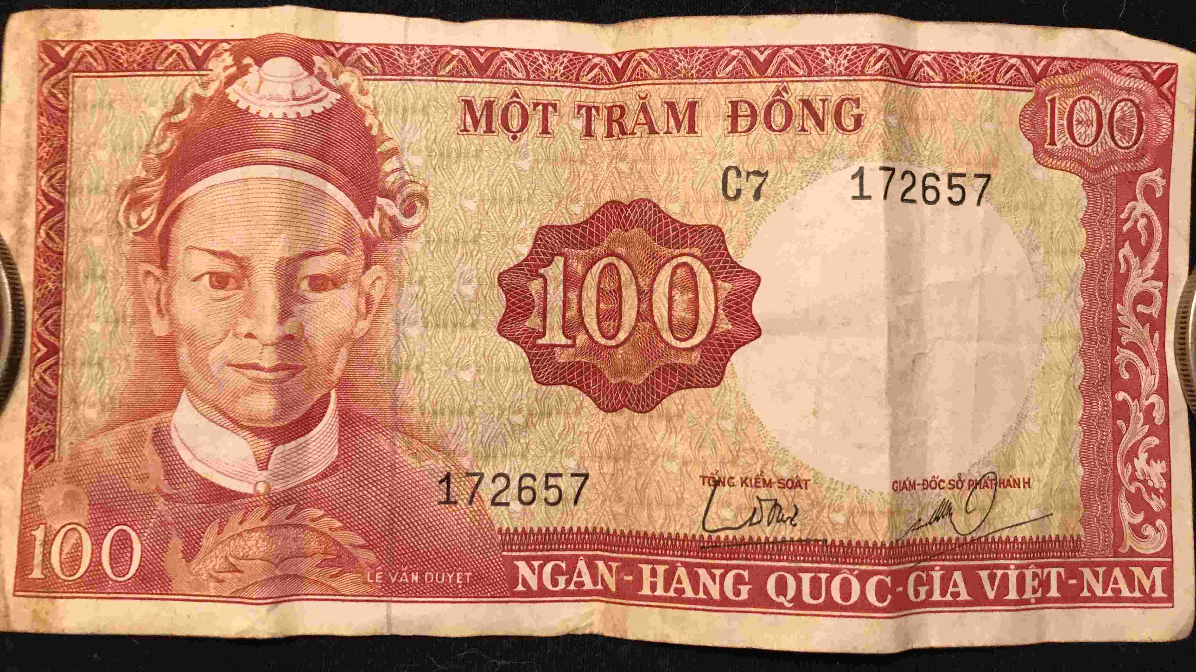 Paper-Money---Viet-Nam---100---My-Dad-Brought-It-Back-From-Vietnam-Long-Ago