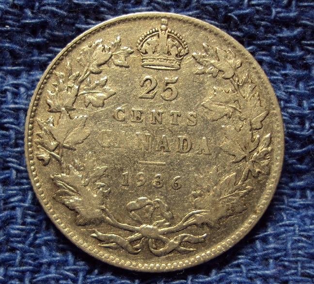 1936-Canadian-25-Cent,-Looking-For-A-Grade