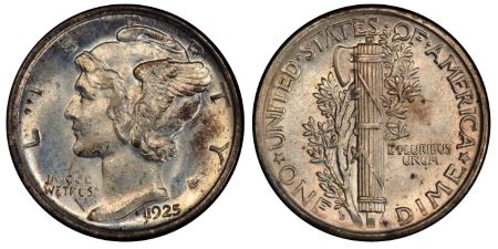 1925-D-Mercury-Dime,-High-Grade-FSB,-Interesting-Rim