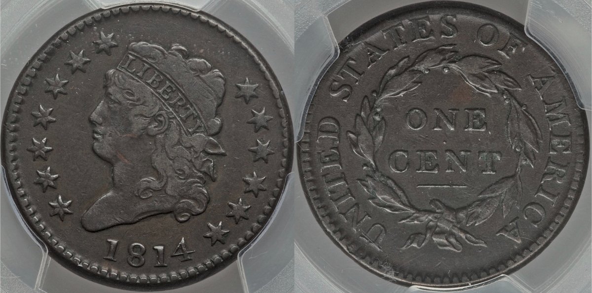 1814-Large-Cent-With-Envelope-Ex.-C.-B.-Wolfe
