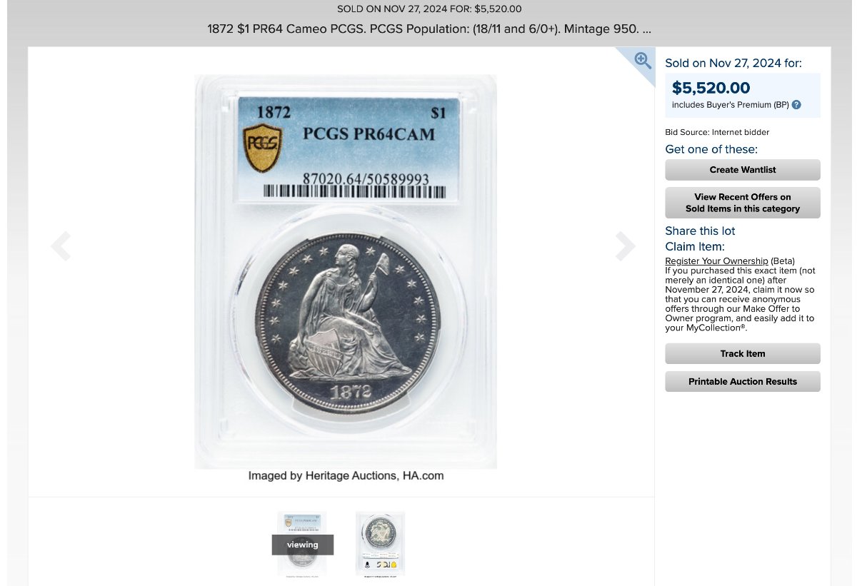 1872-Seated-Dollar-PCGS-PR-64CAM-With-And-Without-A-CAC-Sticker