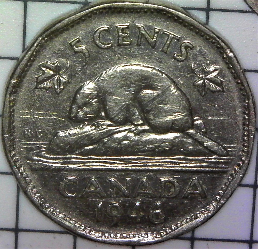 1946-Canadian-Nickel-6/6-Variety,-Possible-Double-Die