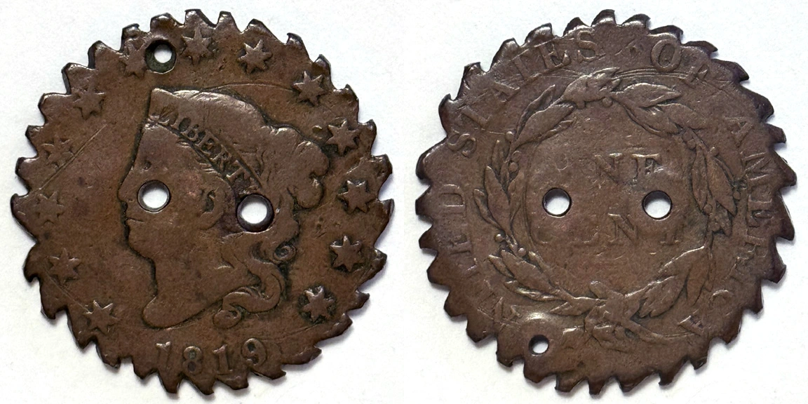 1819-Matron-Head-Large-Cent---Struck-Out-Of-Collar?