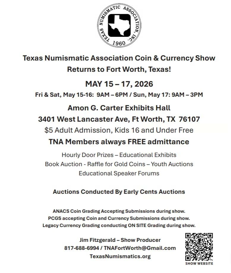 Texas-Numismatic-Association-Coin-And-Currency-Show:-May-15---17