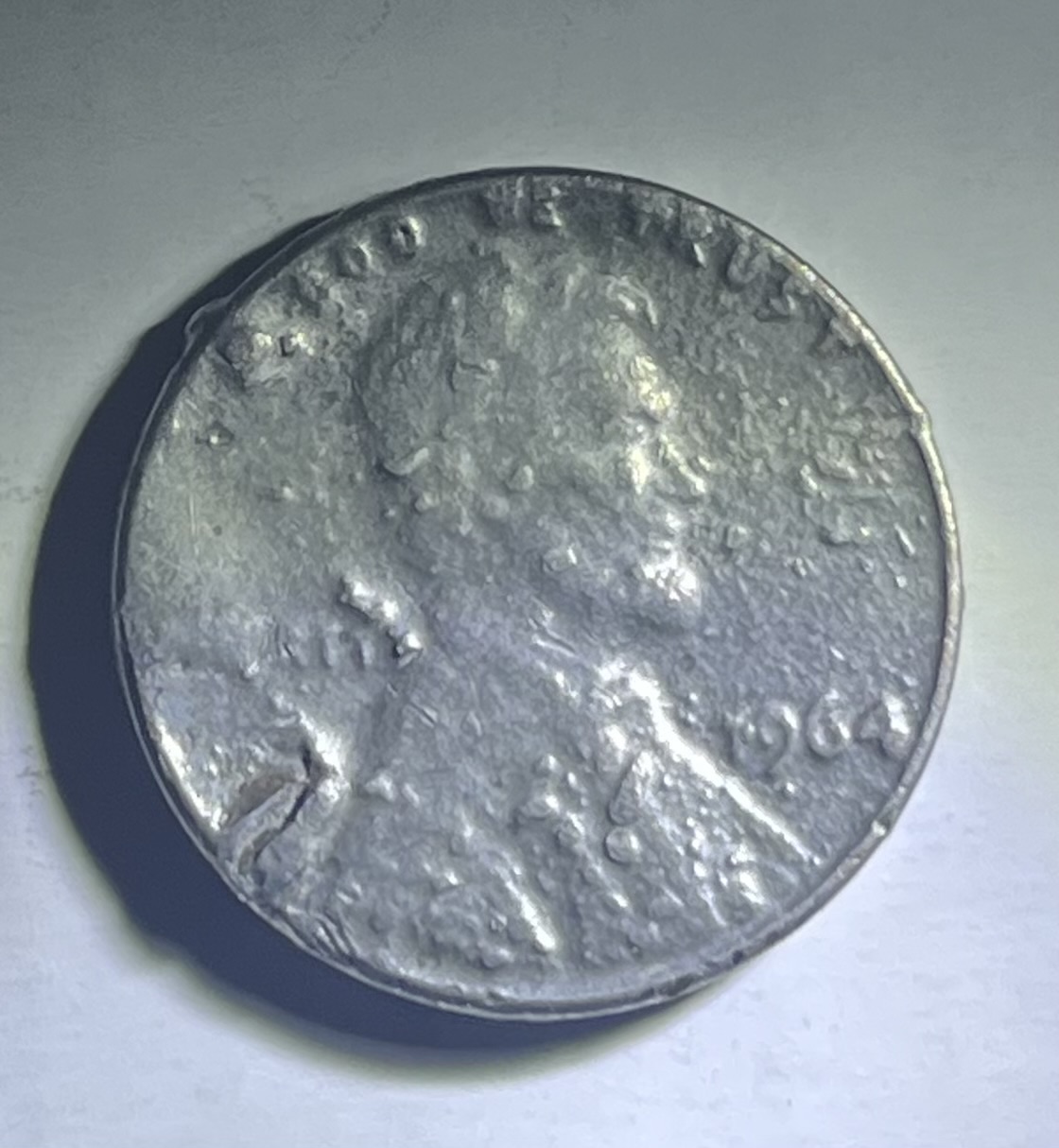1964-Penny-Struck-On-A-Clad-Dime-Planchet?