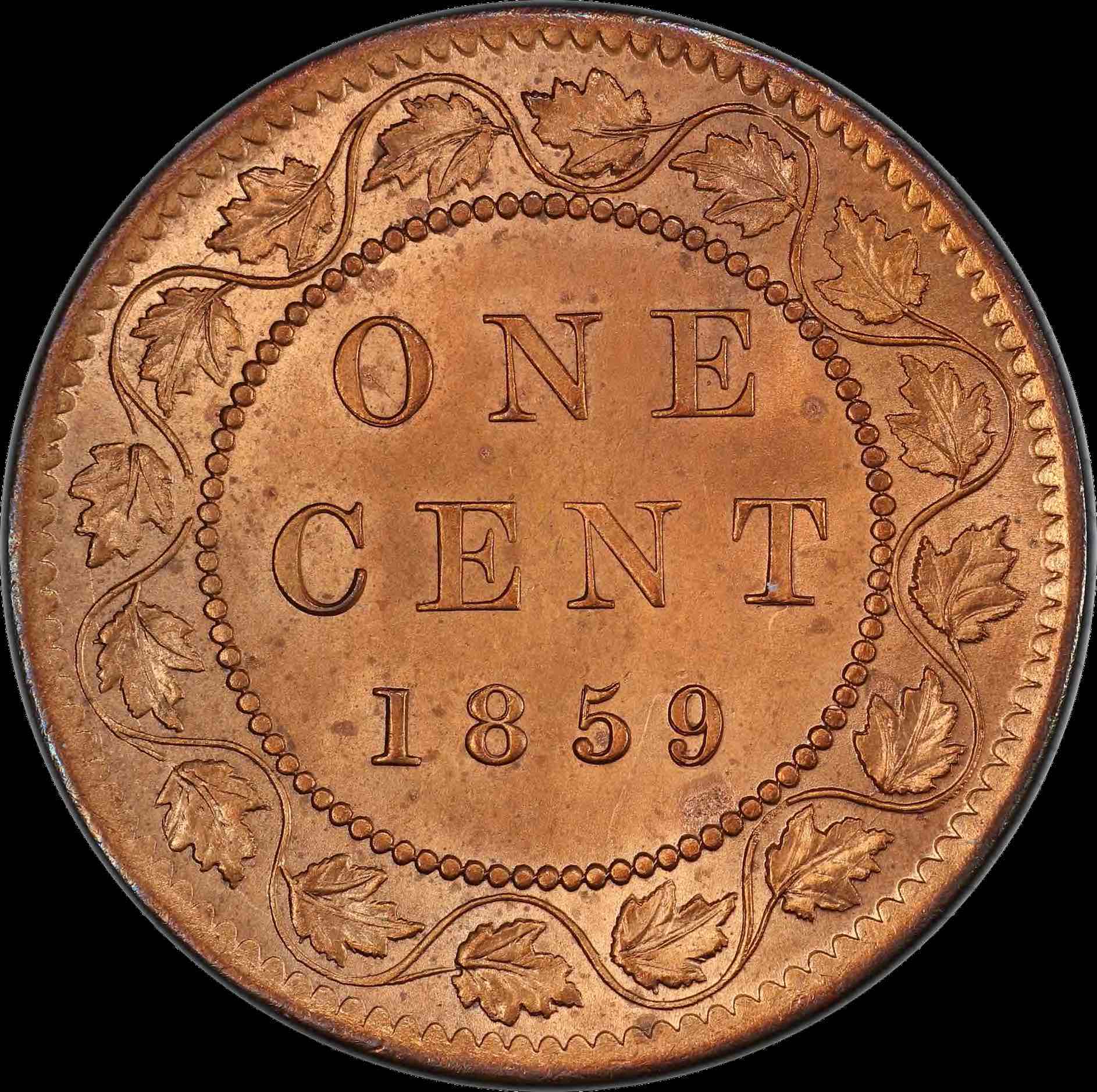 1859-Dp-N9-Variation-Of-#4-One-Cent-1�-Also-Double-8-And-Double-5-ICCS-MS-64