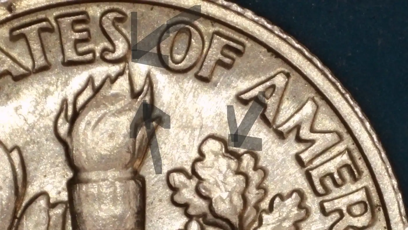 1997-P-Dime-Extra-Thick-Rim-And-Flame-Touching-S-And-More