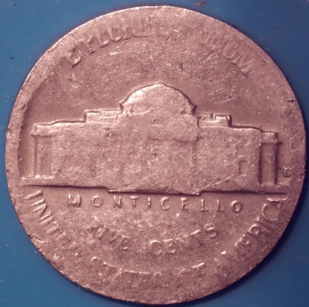1964-D-Nickel-PMD?-Etched-Rim?-4.829g