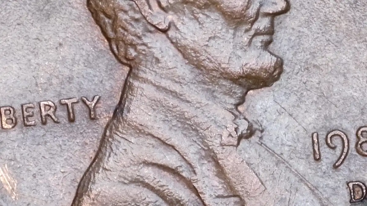 1985-D-Penny-Improper-Annealing?-Double-Ear-Possibly?