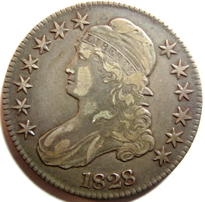 1828-Sm-8's,-Large-Letters-Bust-Half-Grade