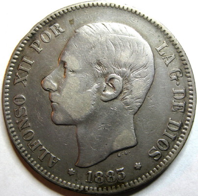 Spain-1883-5-Pesetas-For-Grading
