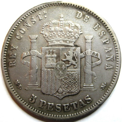 Spain-1883-5-Pesetas-For-Grading