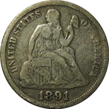 1891-Liberty-Seated-Dime-For-Grading